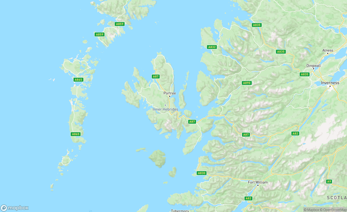 Map of Isle of Skye, Scotland, UK