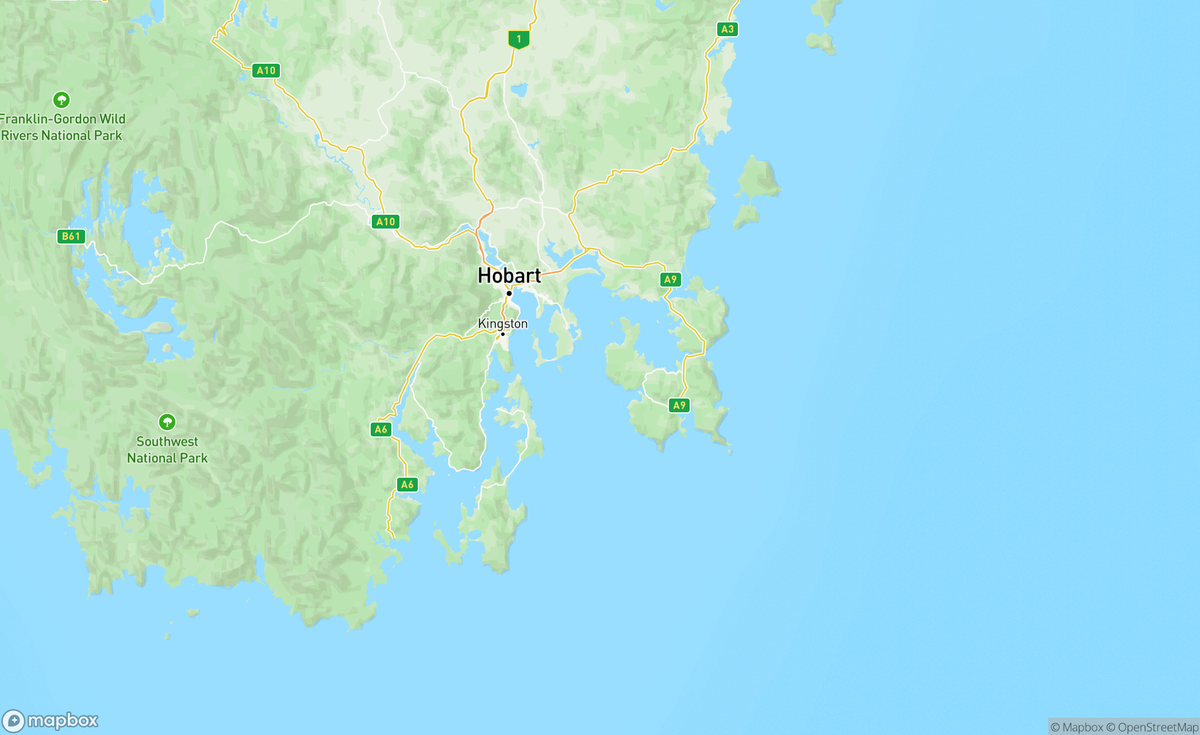 Map of Hobart, TAS, AUS