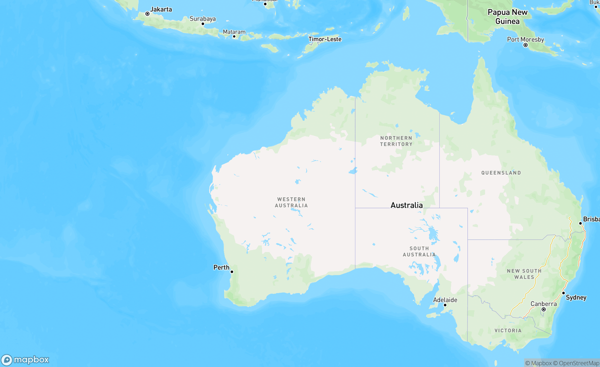 Map of Western Australia, WA, AUS