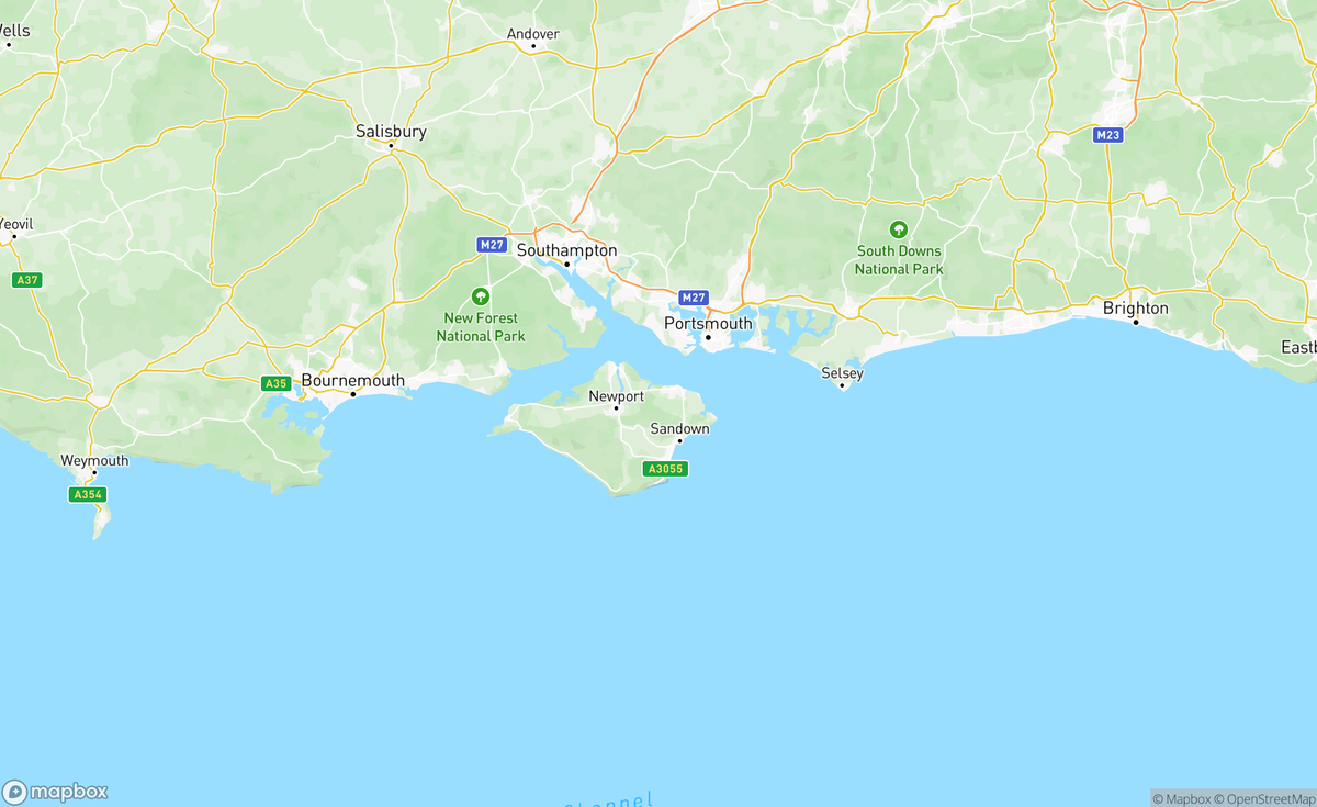Map of Isle Of Wight, England, GBR