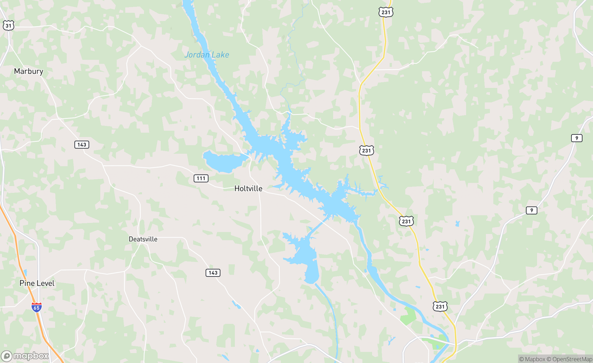 Map of Lake Jordan, AL, USA