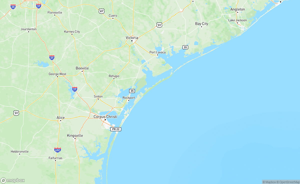 Map of Corpus Christi, Metagorda Bay, Rockport Fulton, TX, USA