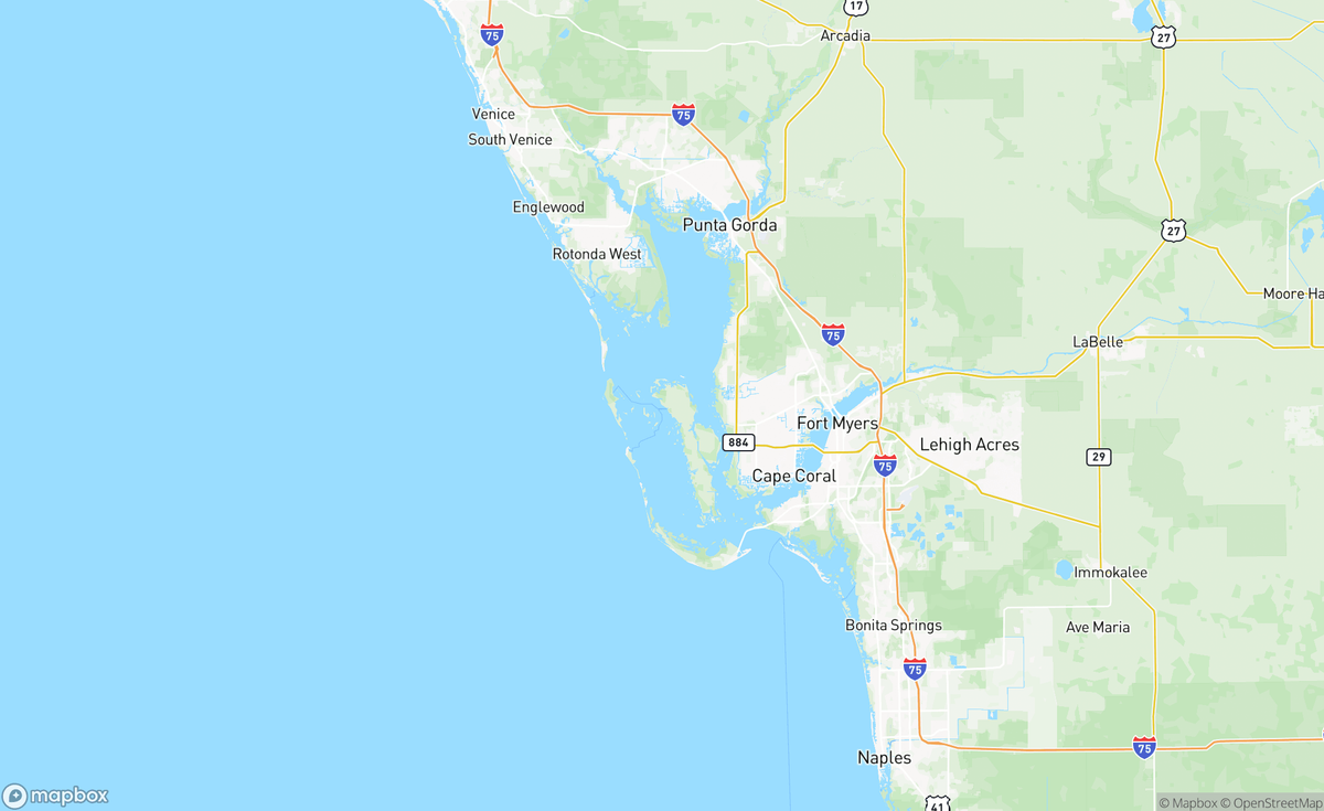 Map of Cape Coral Pine Island, FL, USA