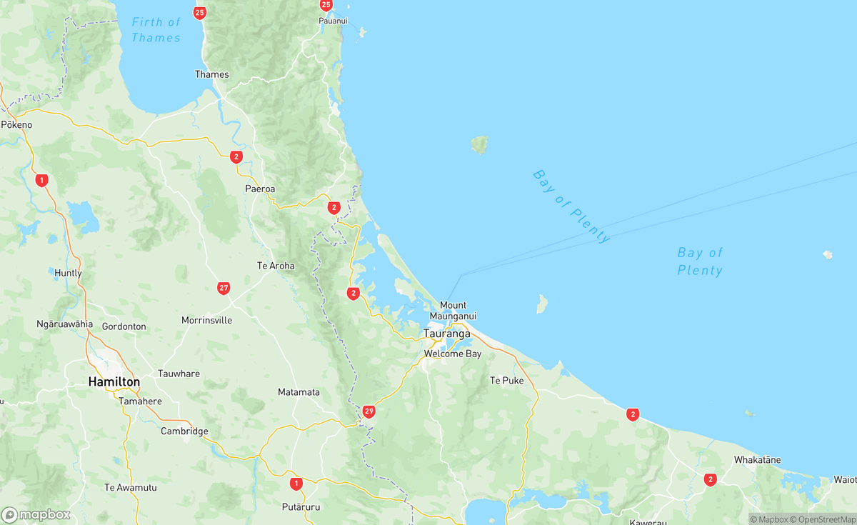 Map of Tauranga Harbour, Bay of Plenty, New Zealand / Aotearoa, NZL