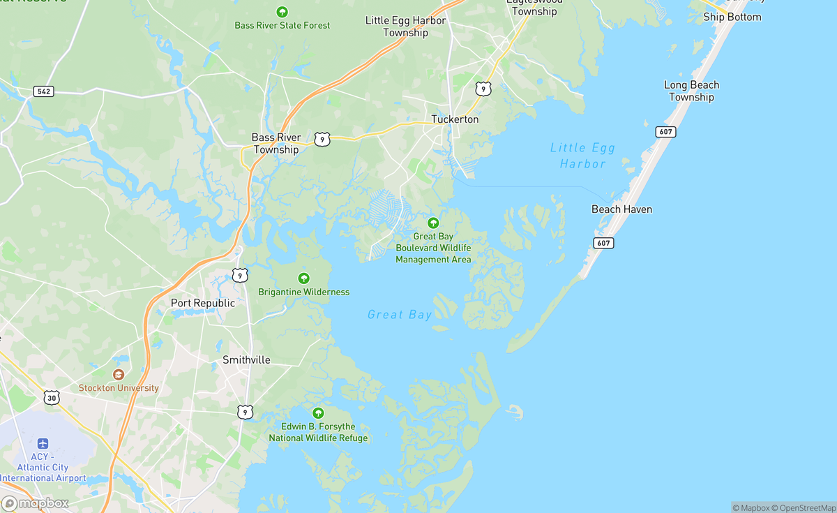 Map of Little Egg Harbor, Great Bay, NJ, USA