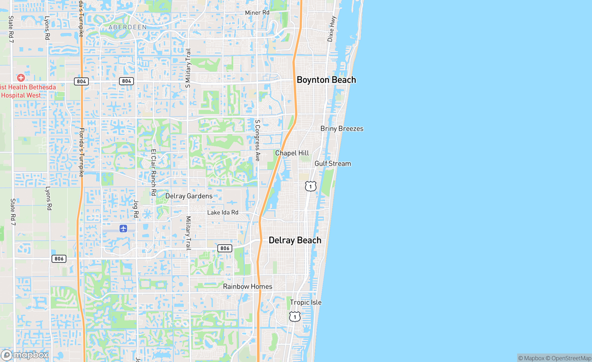 Map of Gulf Stream, FL, USA