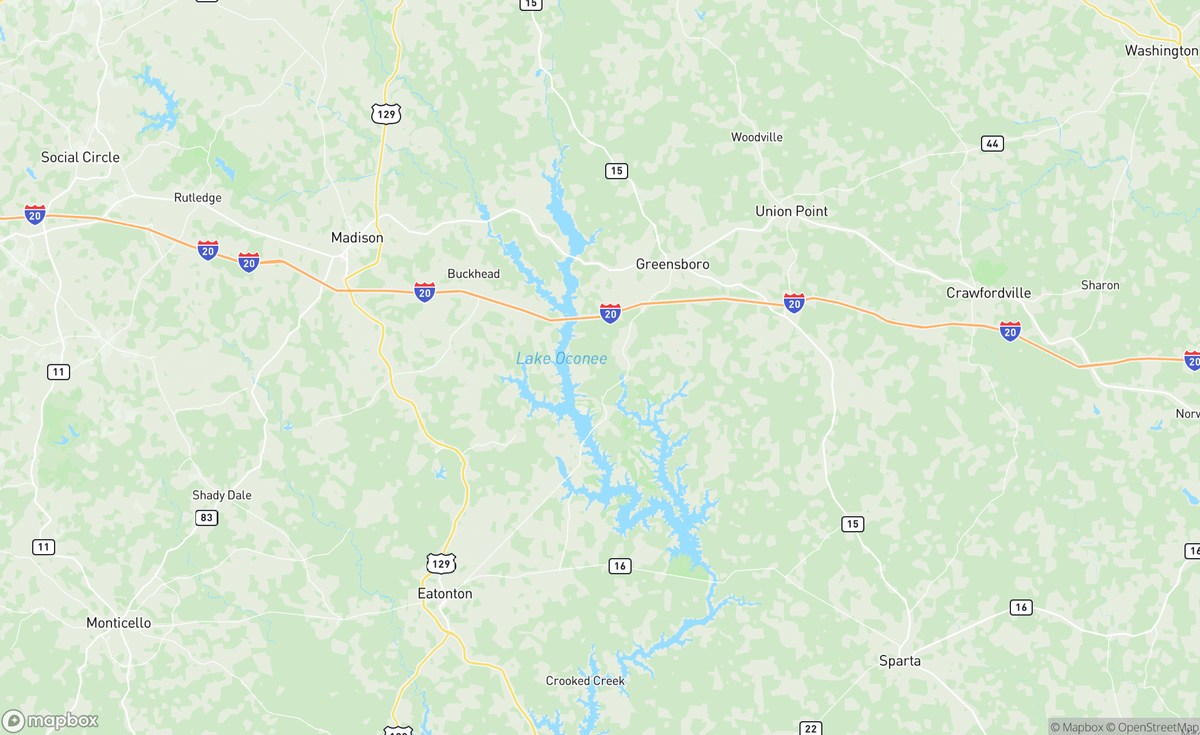 Map of Lake Oconee, GA, USA