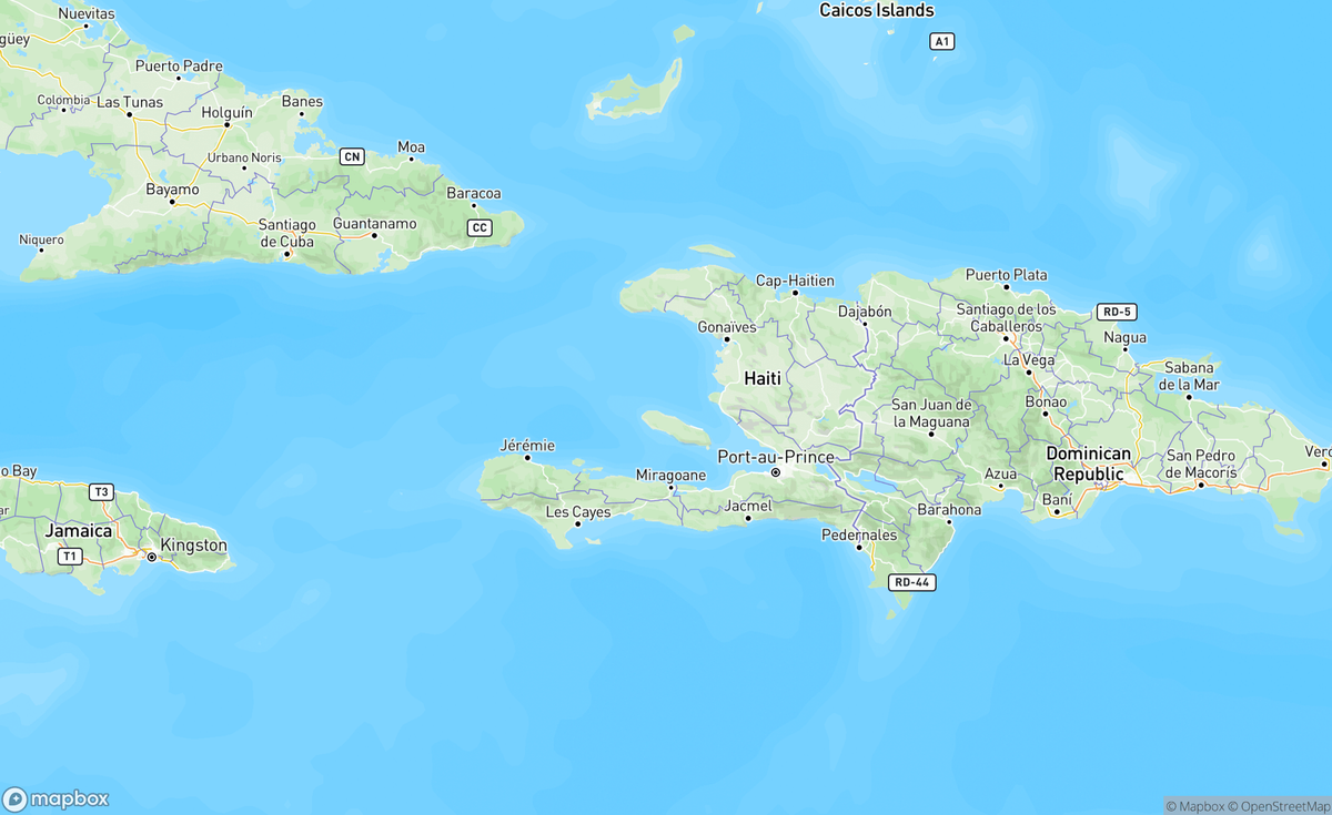 Map of Haiti, Caribbean, HTI