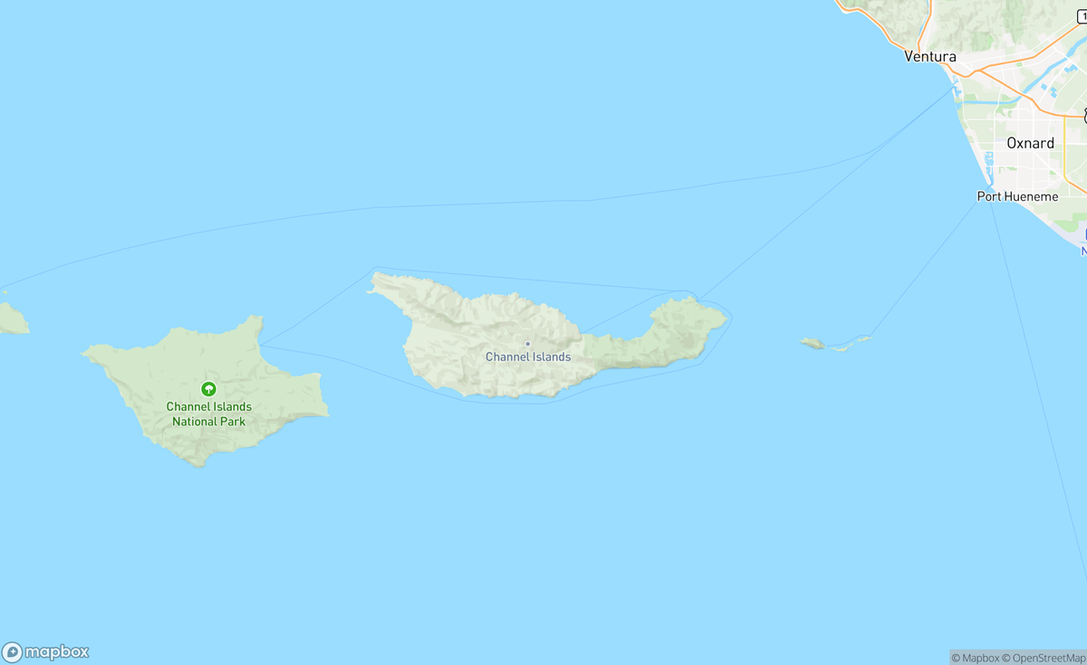 Map of Santa Cruz Island, CA, USA