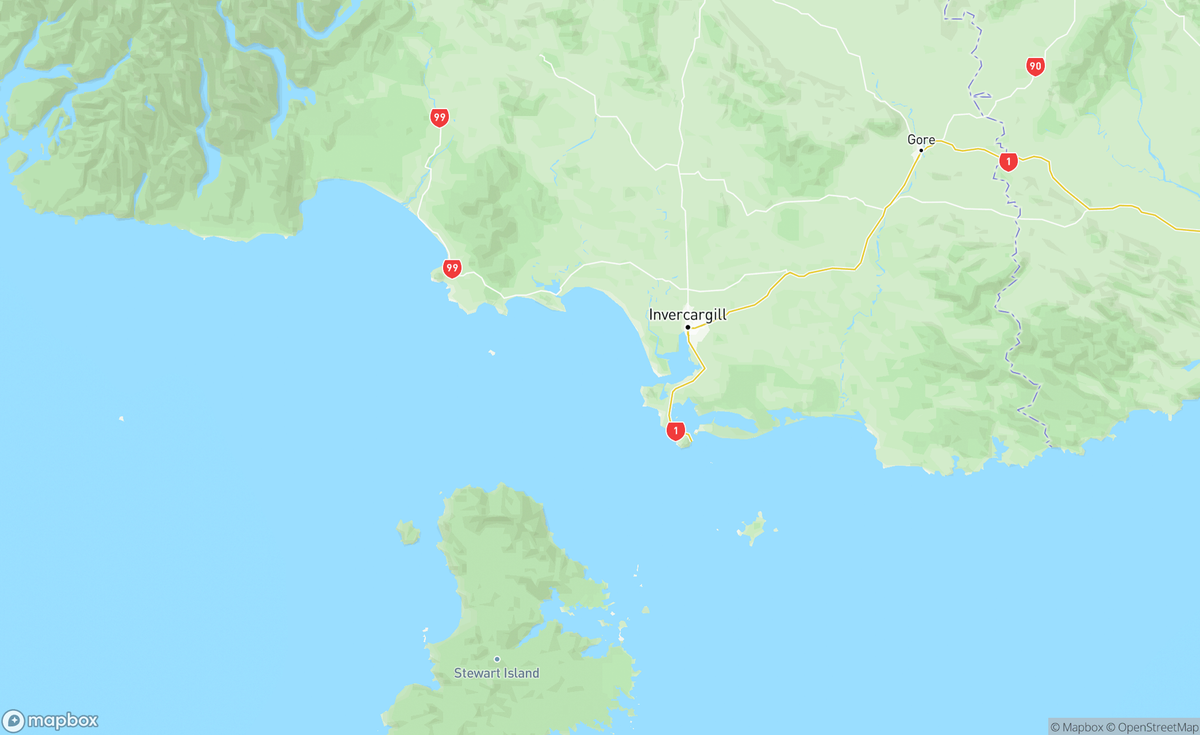Map of Foveaux Strait, Bluff, Southland, New Zealand / Aotearoa, NZL