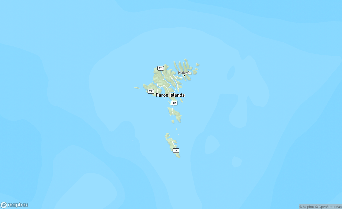 Map of Faroe Islands, Denmark, FRO