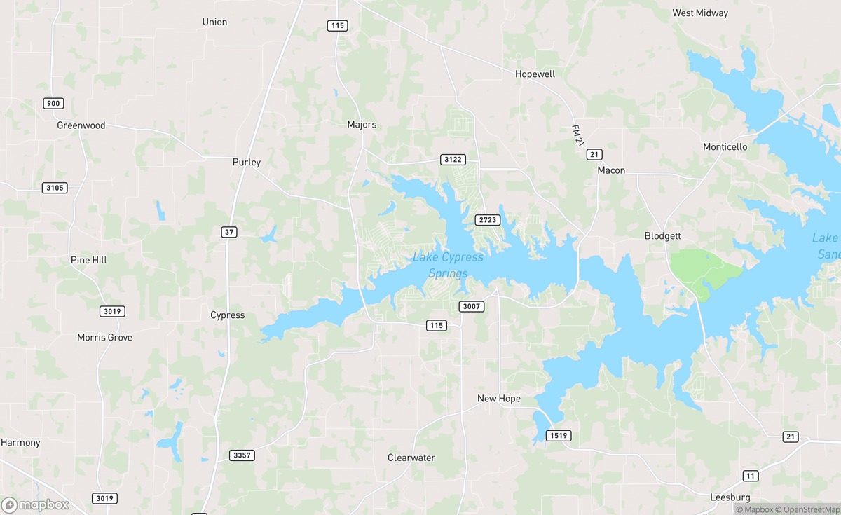 Map of Lake Cypress Springs, Lake Bob Sandlin, TX, USA