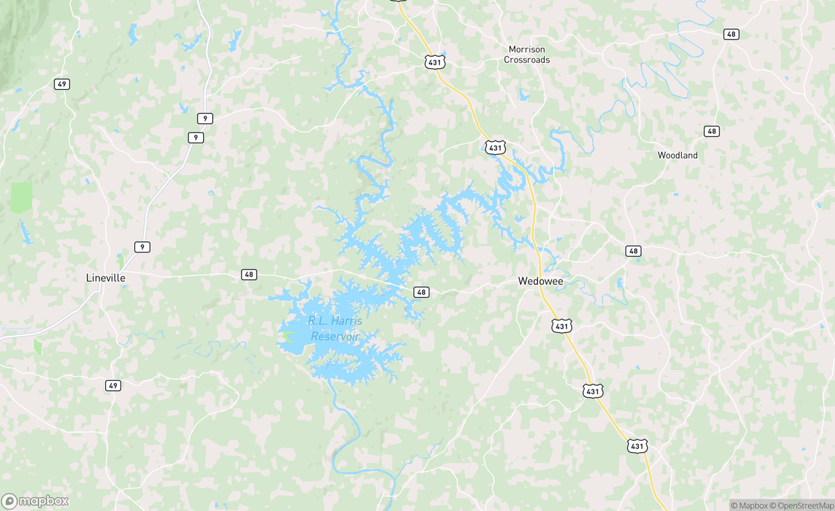 Map of Tallapoosa River, AL, USA