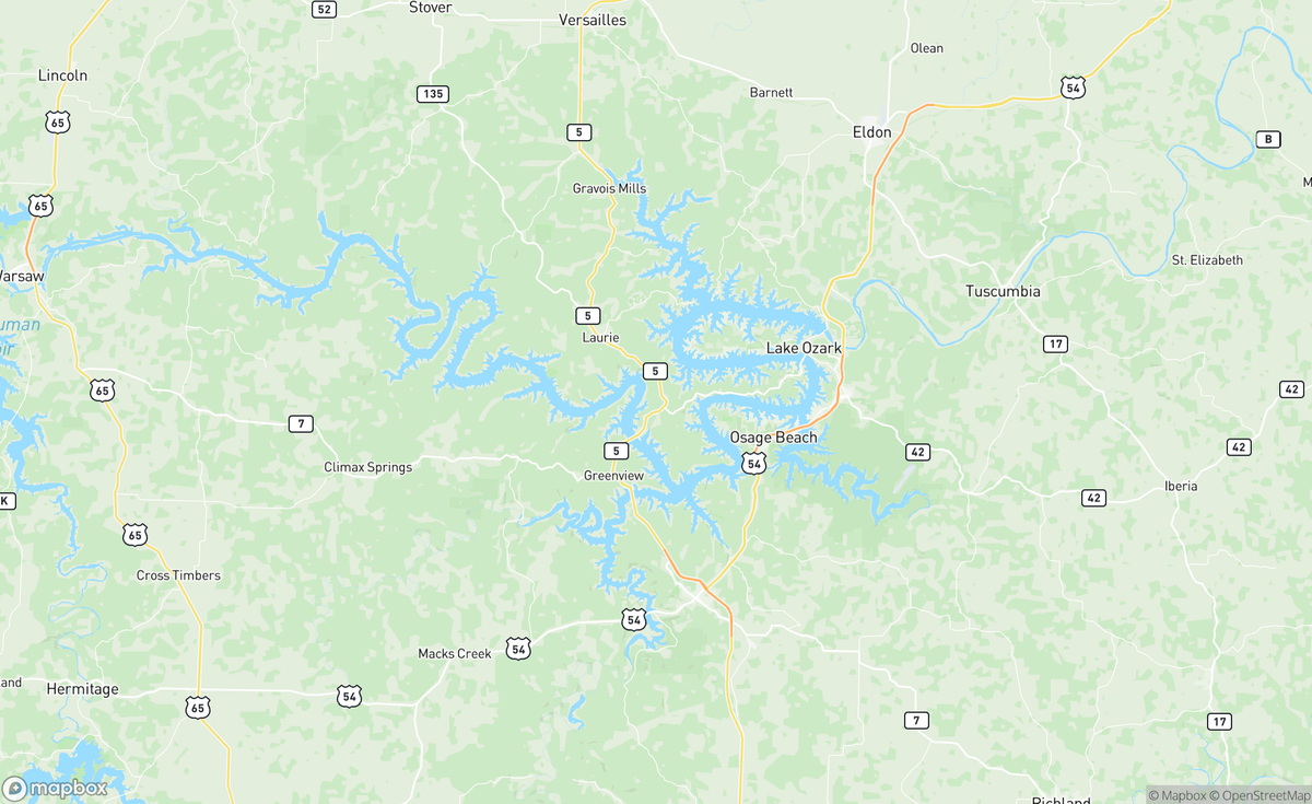 Map of Lake of the Ozarks, MO, USA