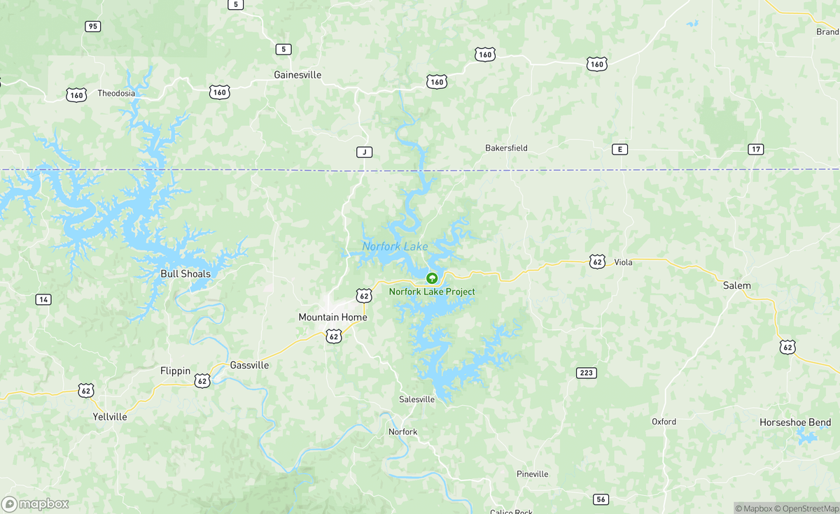 Map of Norfolk Lake, AR, USA