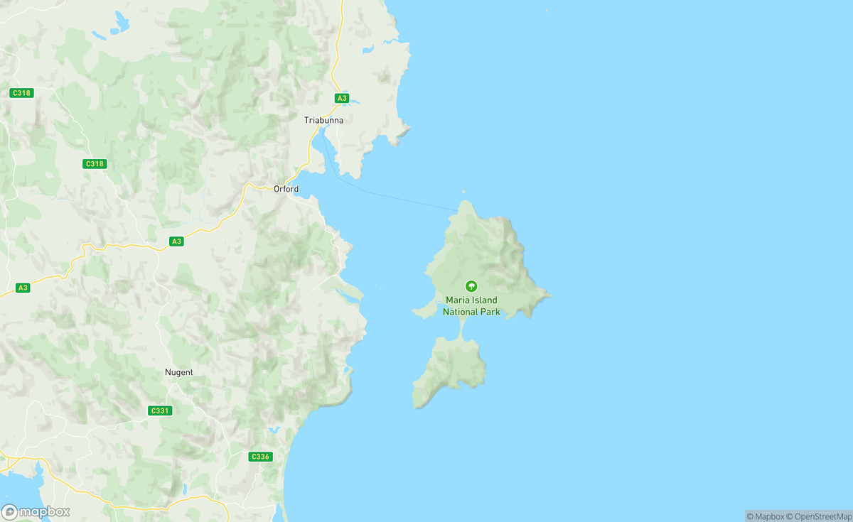 Map of Maria Island, TAS, AUS