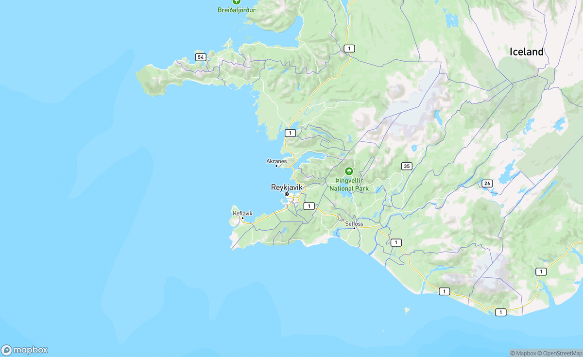 Map of Reykjavík, Iceland, Ísland, ISL