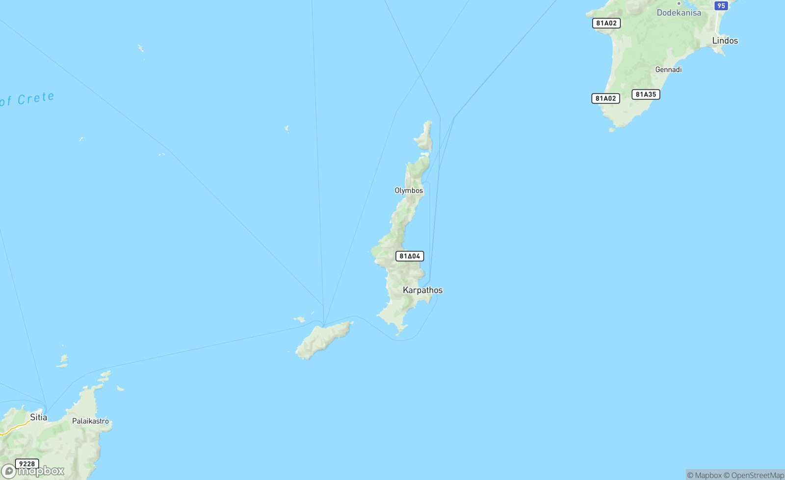Map of Karpothos Island, South Aegean, South Aegean, Ελλάς, GRC