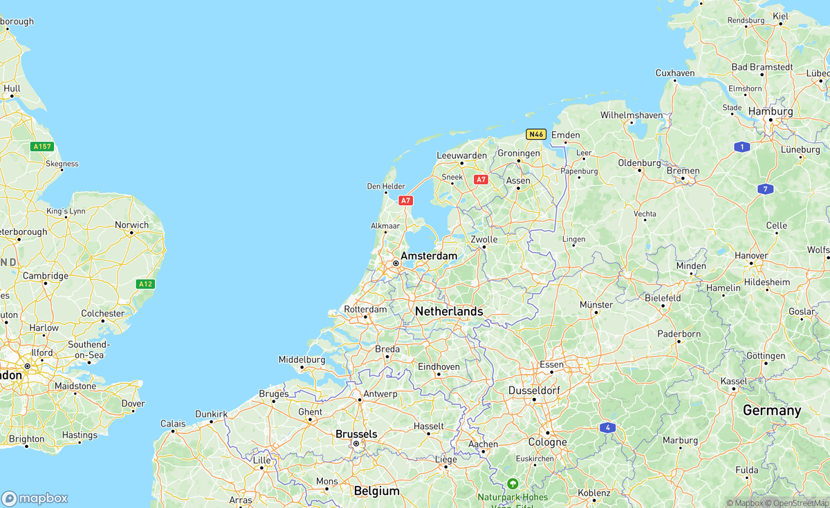 Map of Netherlands, NLD