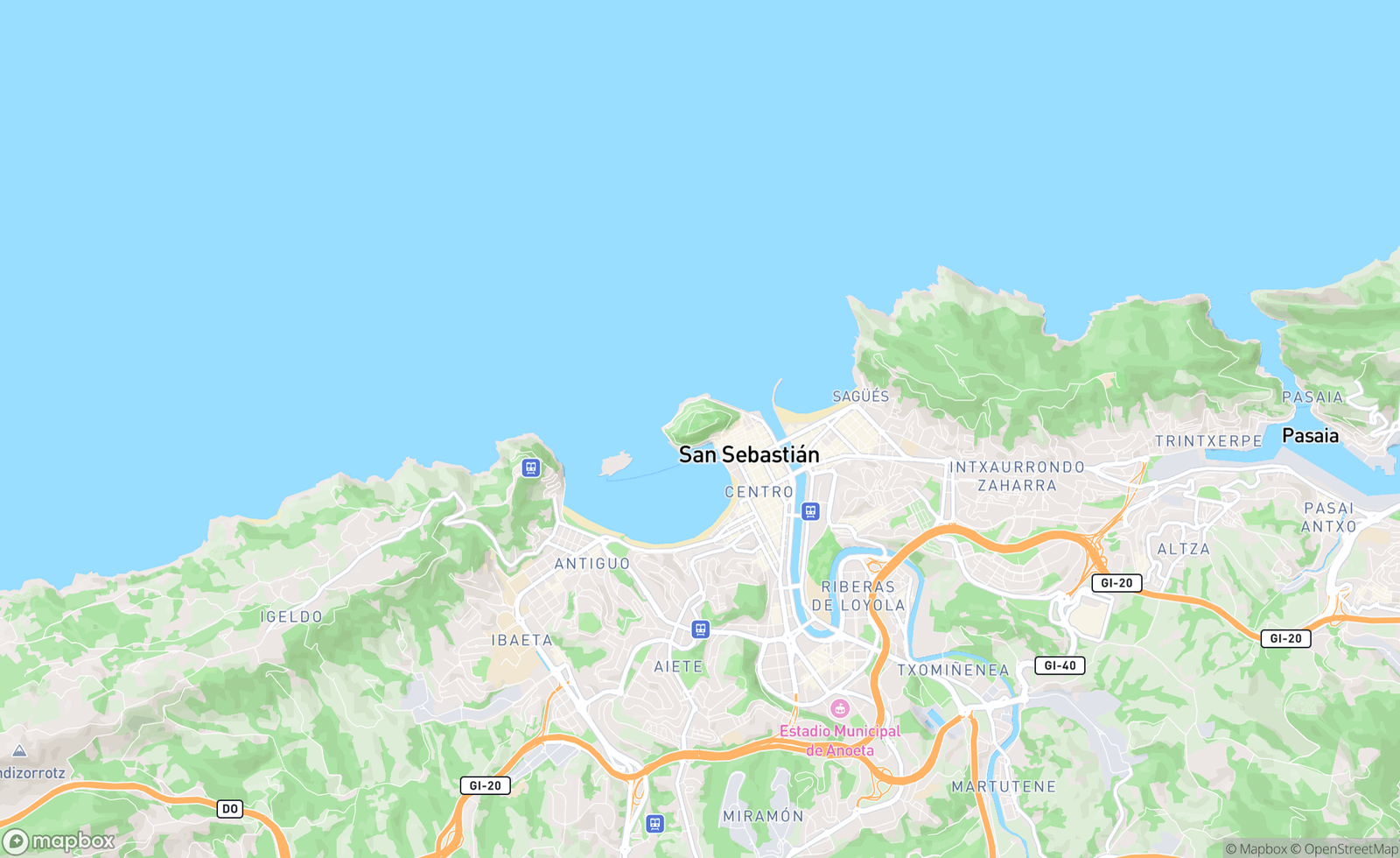 Map of Donostia-San Sebastian, Spain, España, ESP