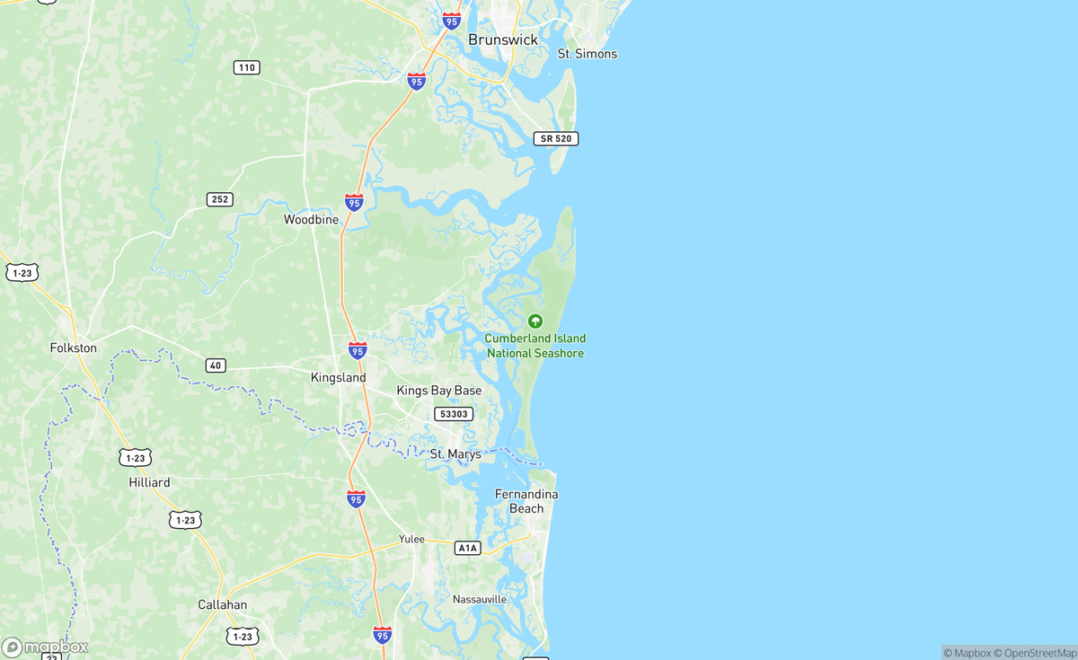 Map of Cumberland Island, GA, USA