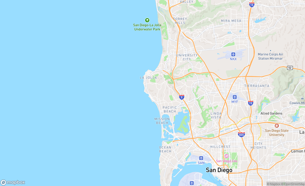 Map of Mission Bay, San Diego, CA, USA