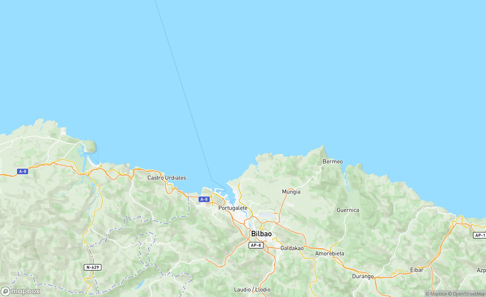 Map of Bay of Biscay, Spain