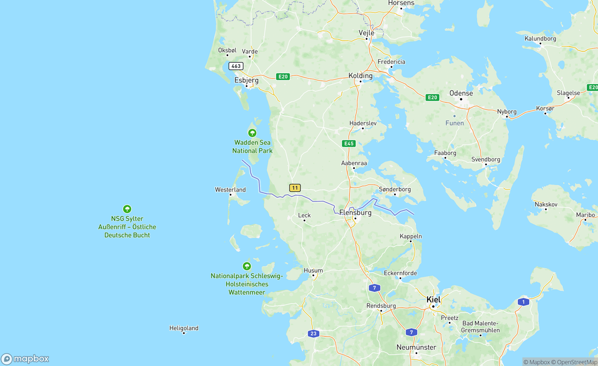 Map of Southern Denmark, Denmark, DNK