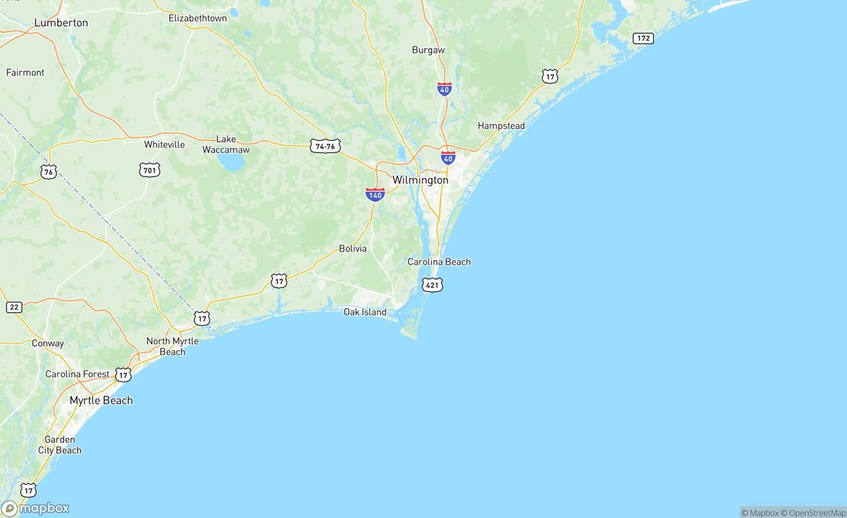 Map of Brunswick, NC, USA