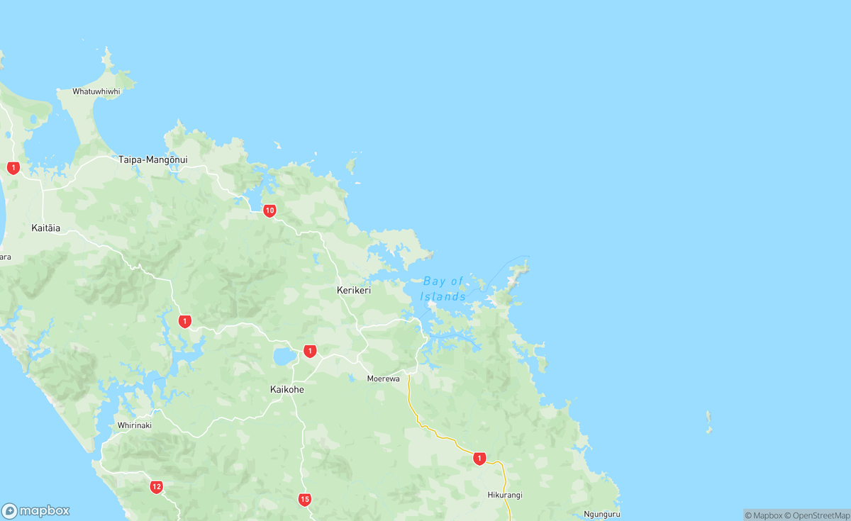 Map of Takou Bay, Bay of Islands, NZ