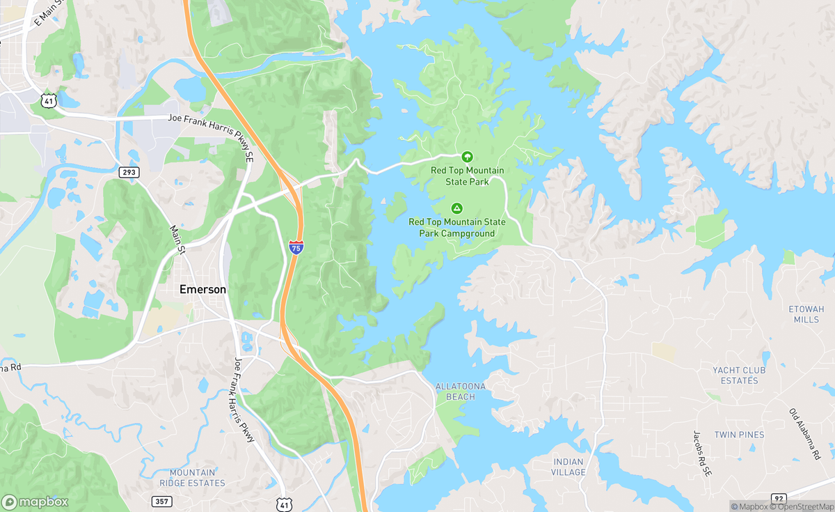 Map of Lake Allatoona, GA, USA