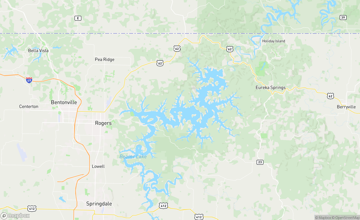 Map of Beaver Lake, AR, USA