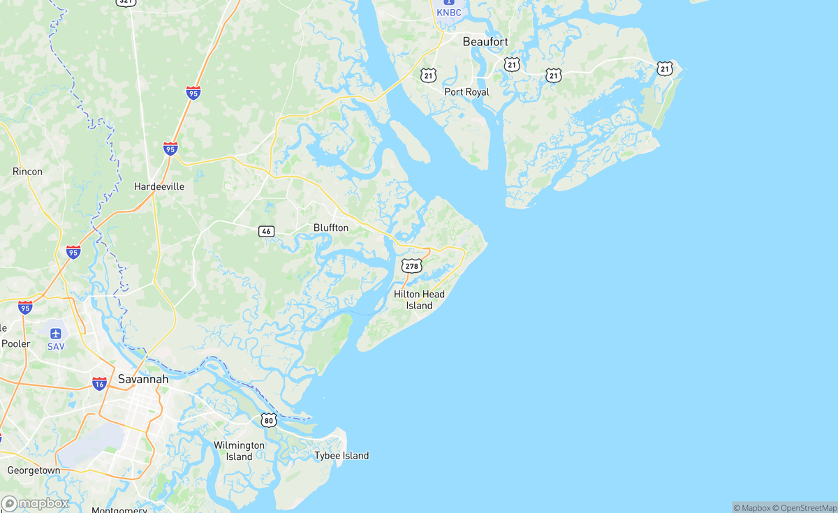 Map of Beaufort, Hilton Head Island, SC, USA