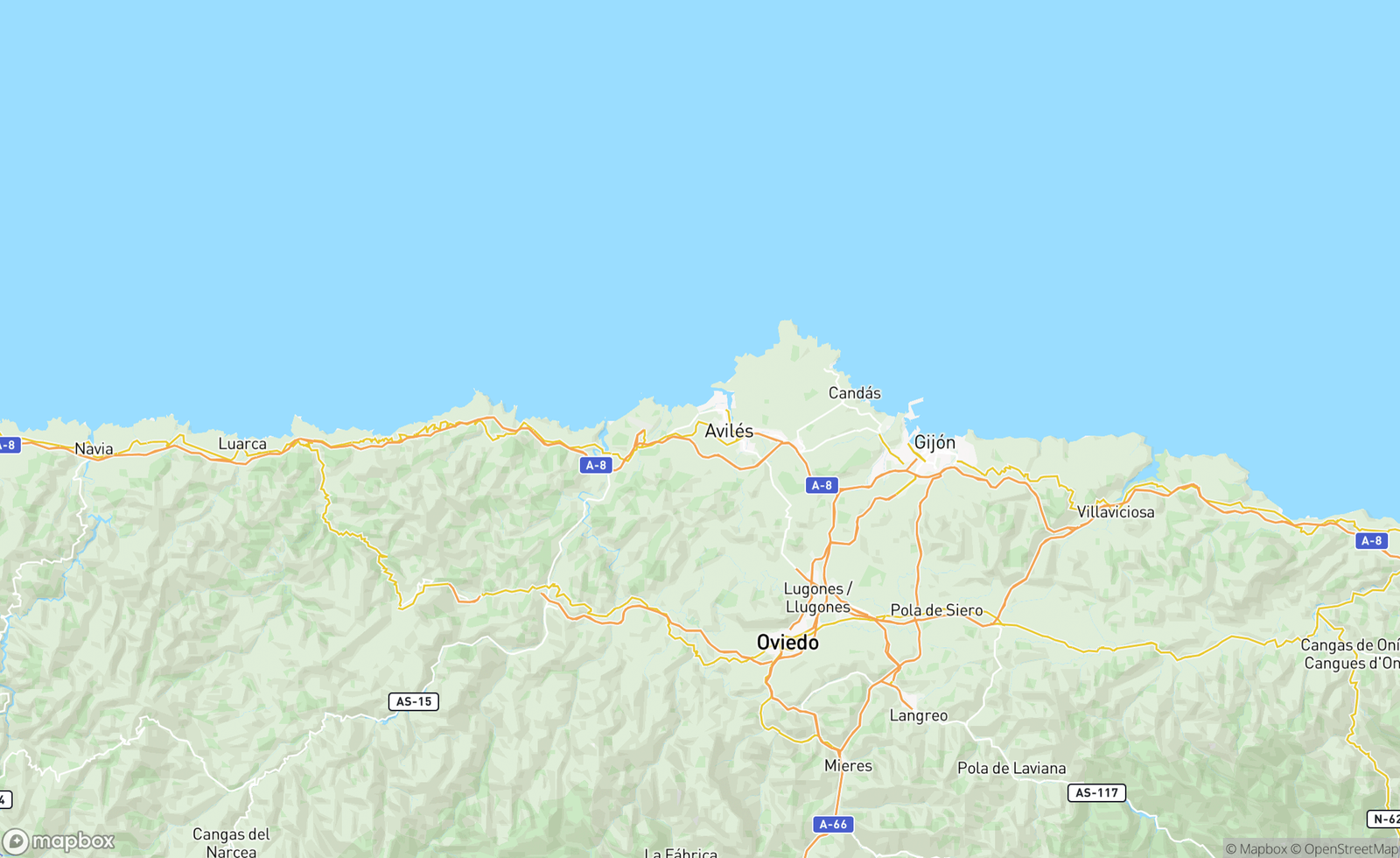 Map of Murias, Asturias, España, ESP
