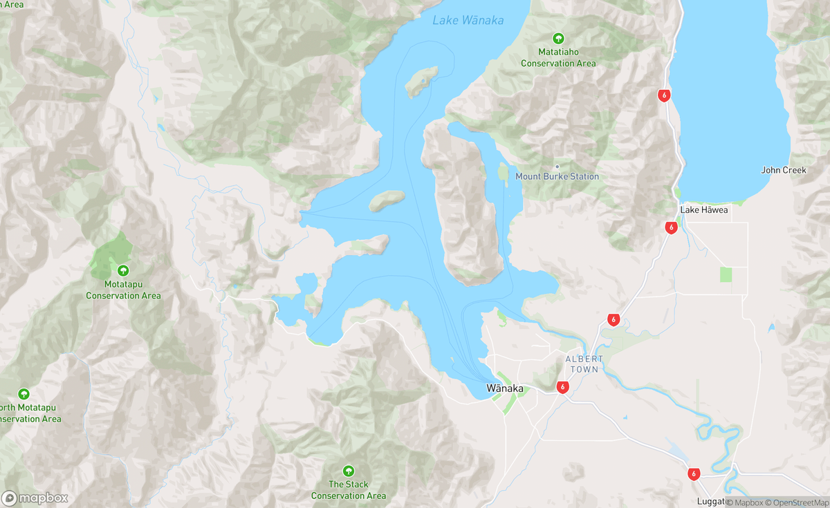 Map of Wānaka, Lake Wānaka, Otago, New Zealand / Aotearoa, NZL