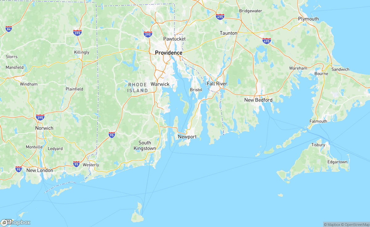Map of Newport, Narrangansett Bay, Black Pearl, RI, USA