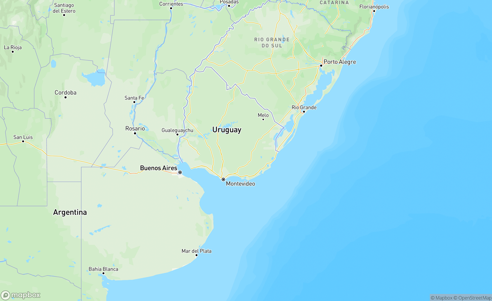 Map of Buenos Aires, AR to Lagoa dos Patos, UR