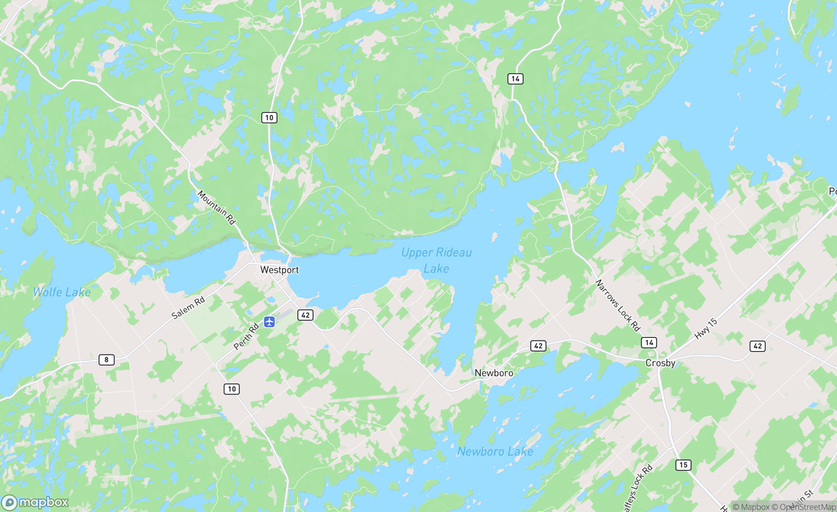Map of Upper Rideau Lake, ON, CAN