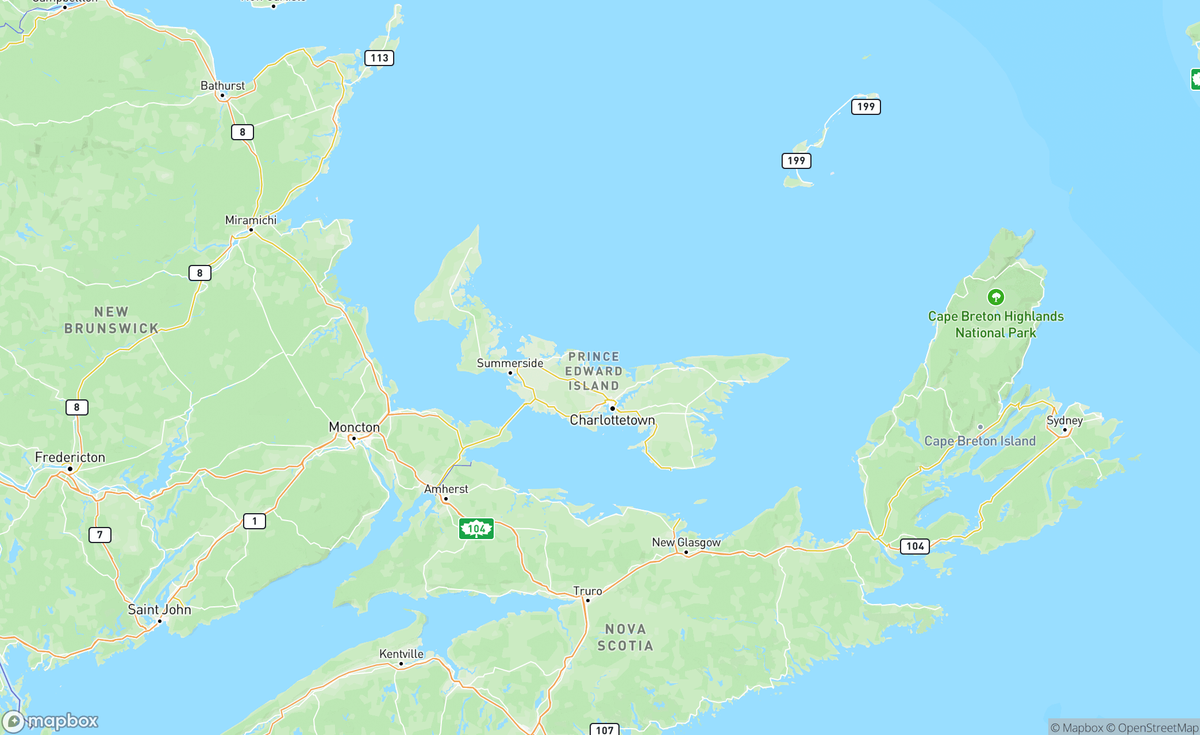 Map of Prince Edward Island, PE, CAN
