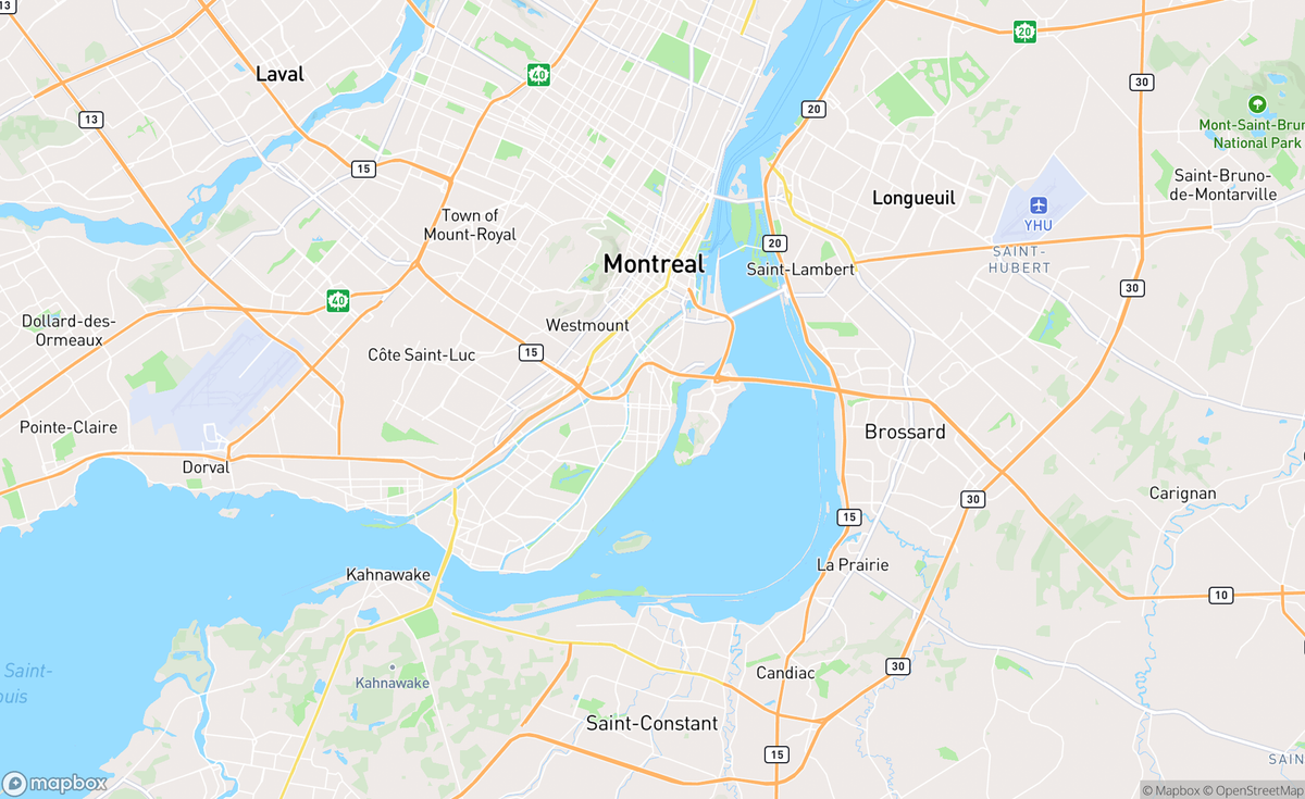 Map of St Lawrence River, Montreal, QC, CAN