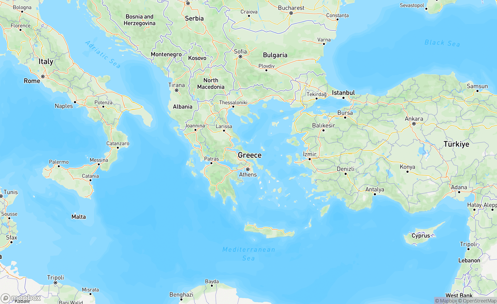 Map of Aegean Sea, GRE
