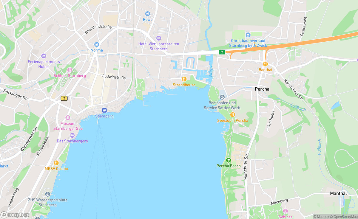 Map of Lake Würm / Starnberger See, Germany, DEU