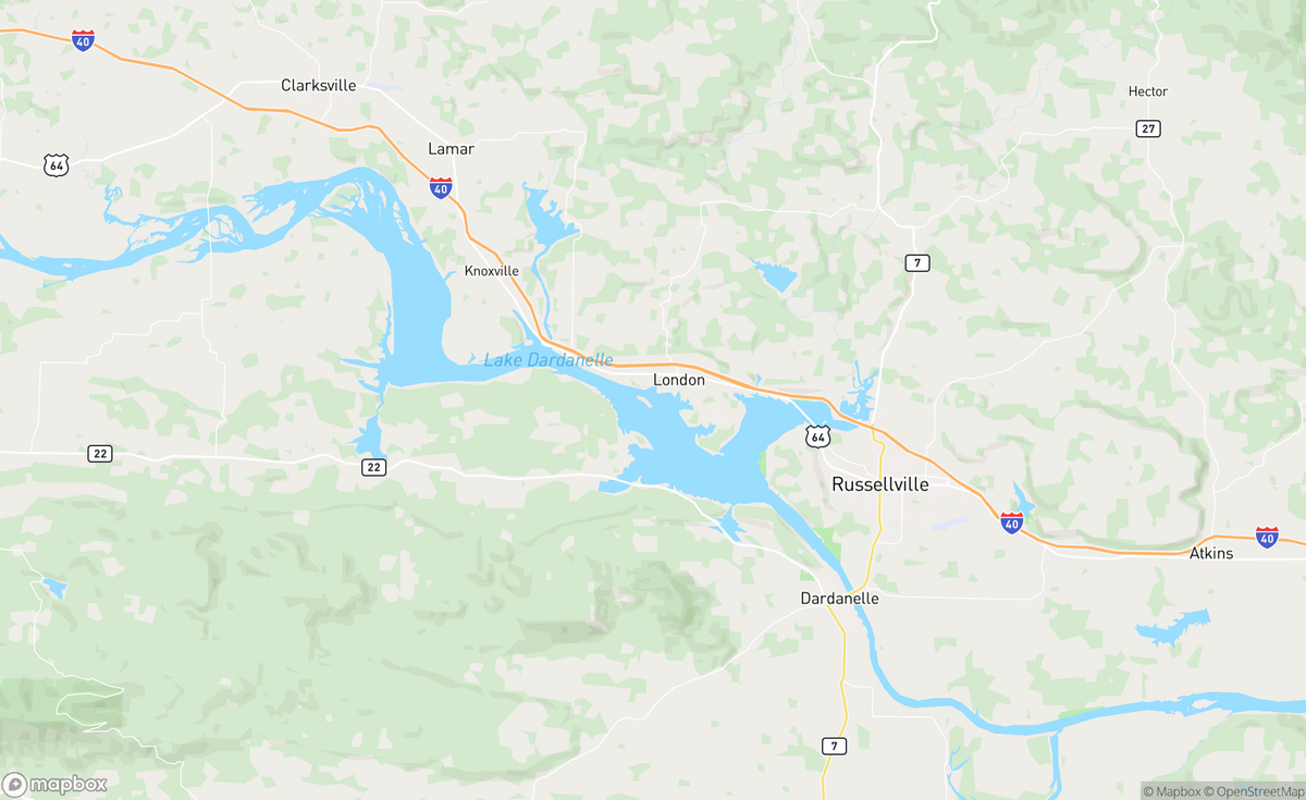 Map of Lake Dardanelle, AR, USA