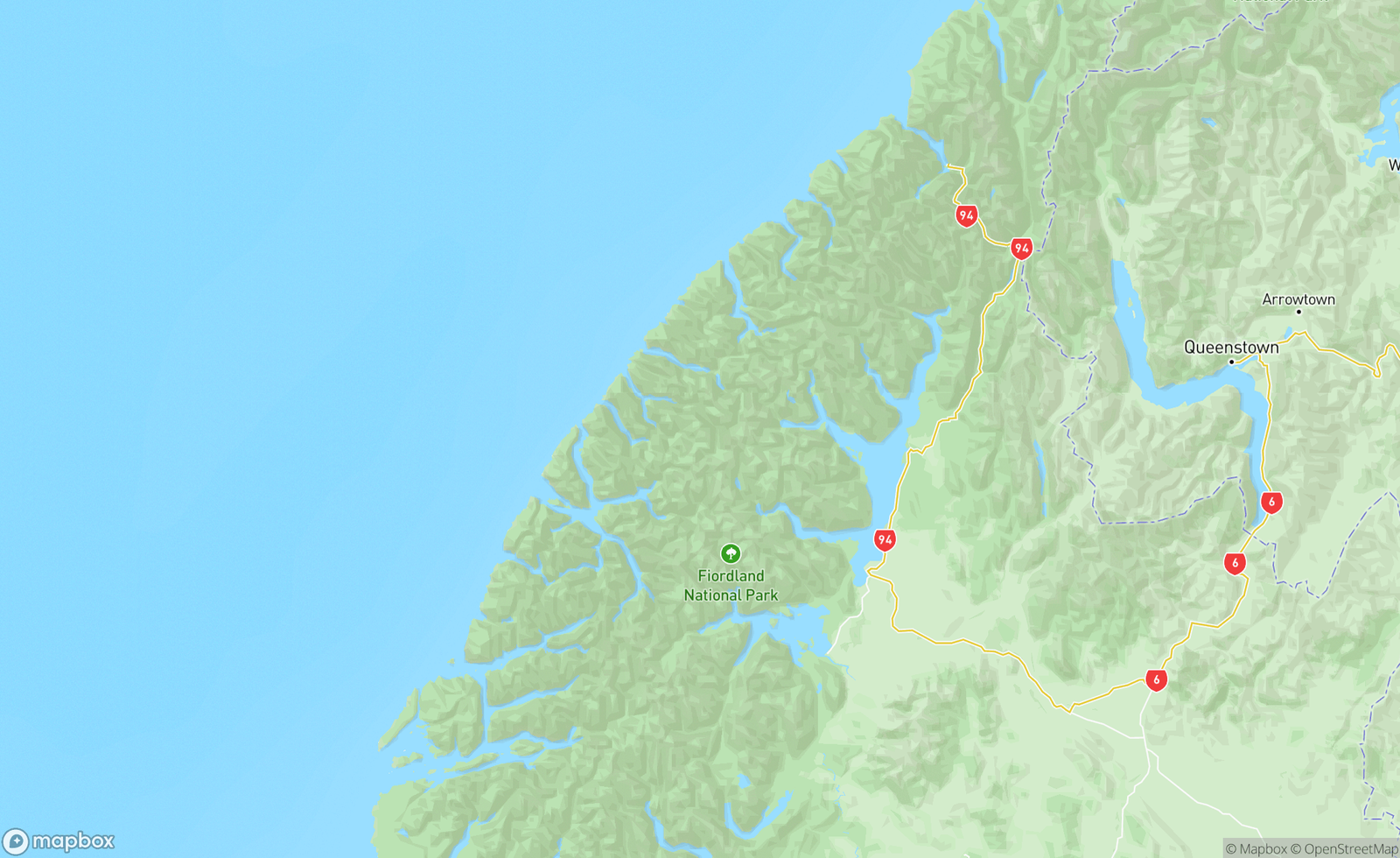 Map of Lake Te Anau, NZ