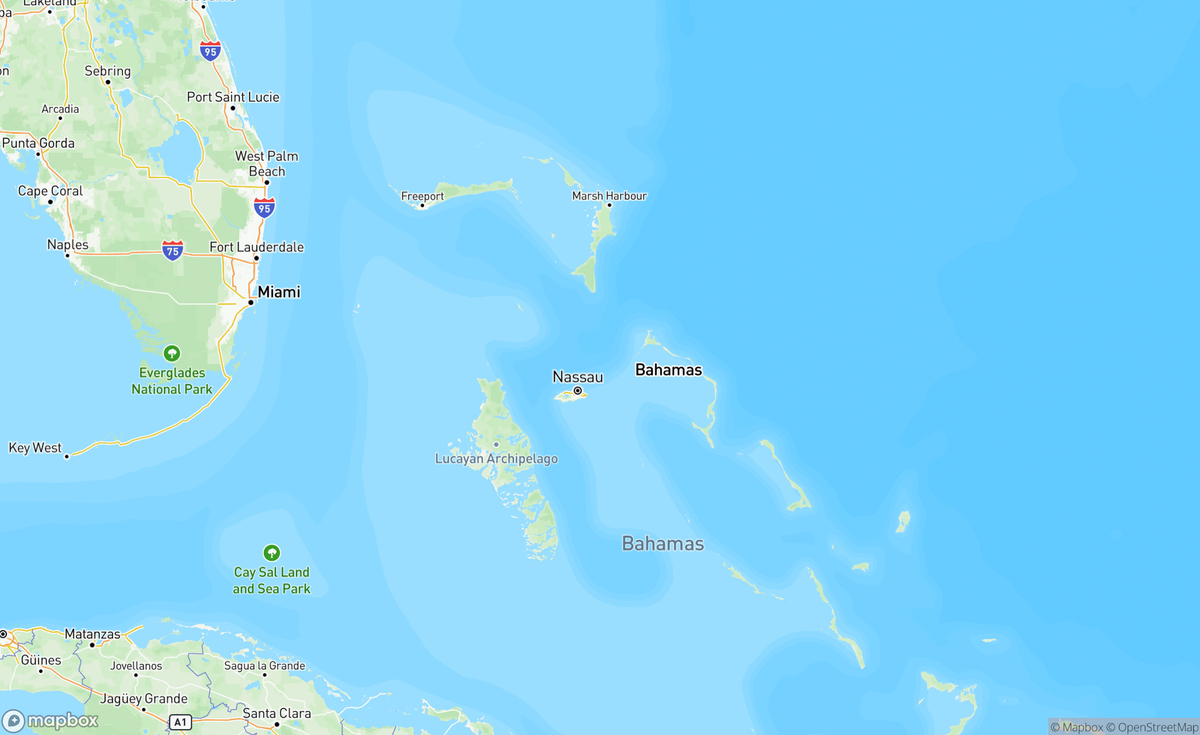 Map of The Bahamas, Caribbean