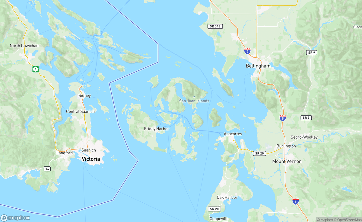 Map of San Juan Islands, WA, USA