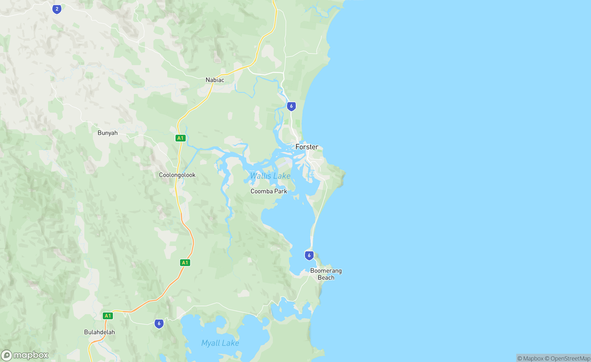 Map of Forster & Tuncurry, NSW, AUS