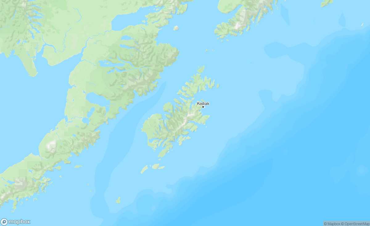 Map of Kodiak Island AK, USA
