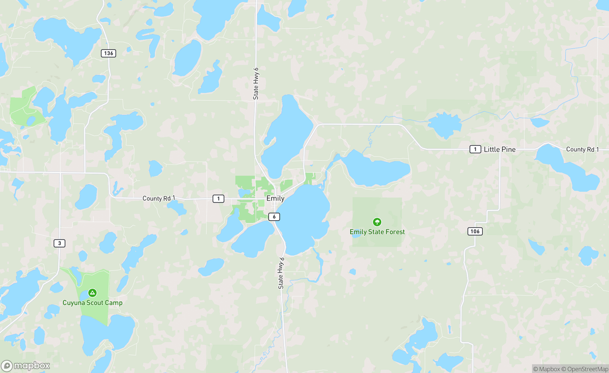 Map of Lake Emily, Ruth Lake, Lake Mary, MN, USA