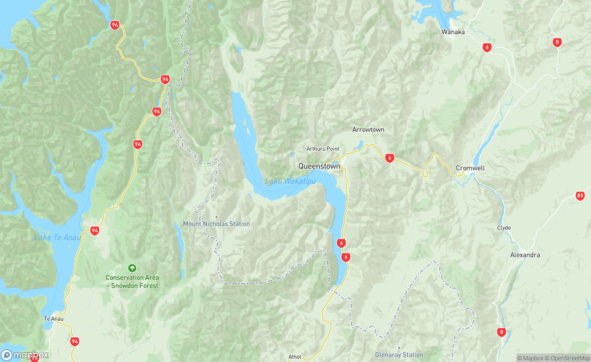 Map of Lake Wakatipu, NZ